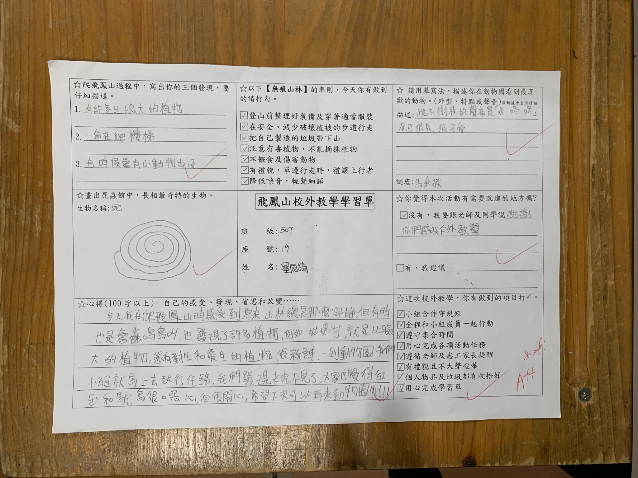 參訪學習單